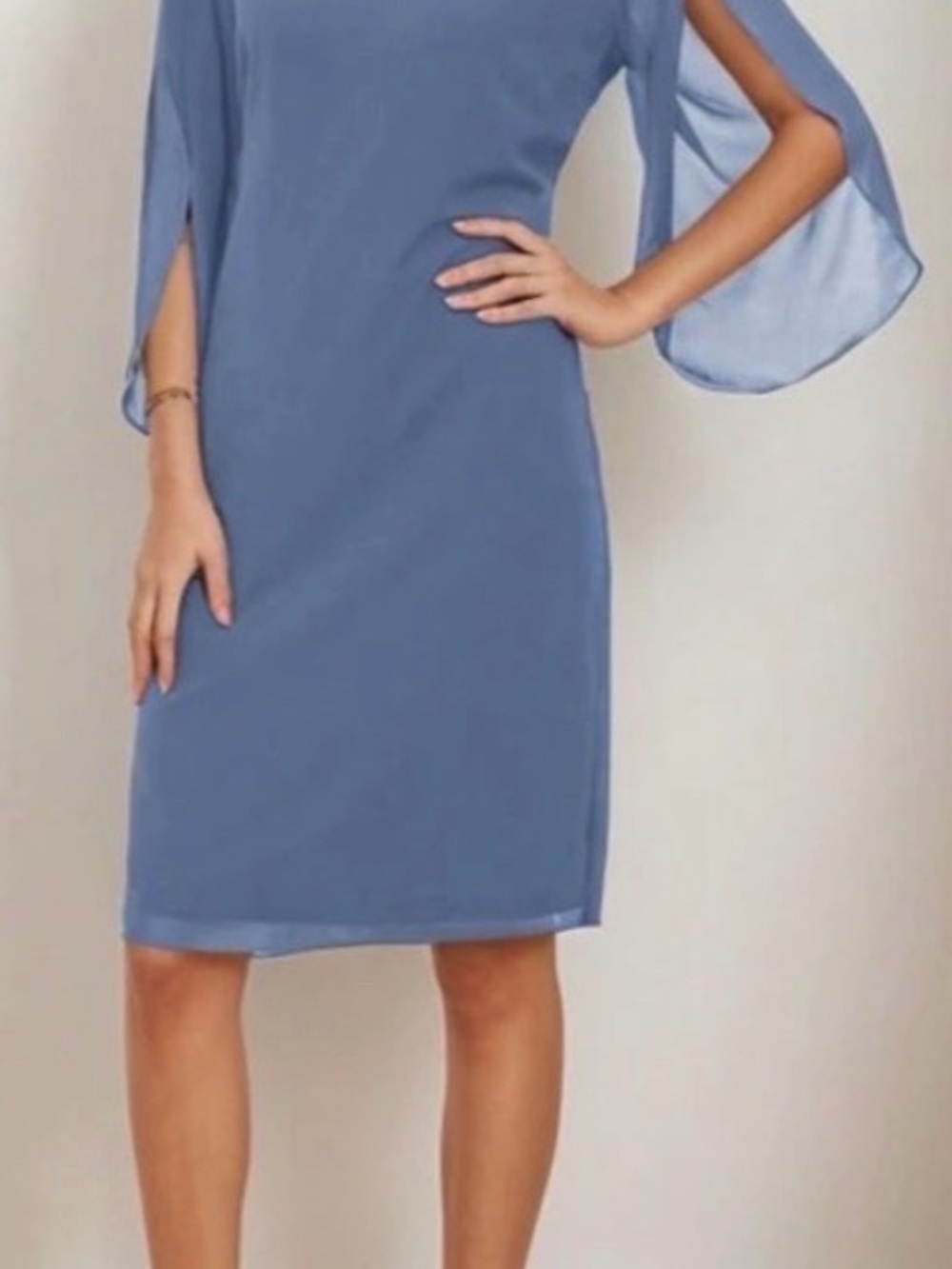 Women's Light Blue Chiffon Sleeve Wedding Dress